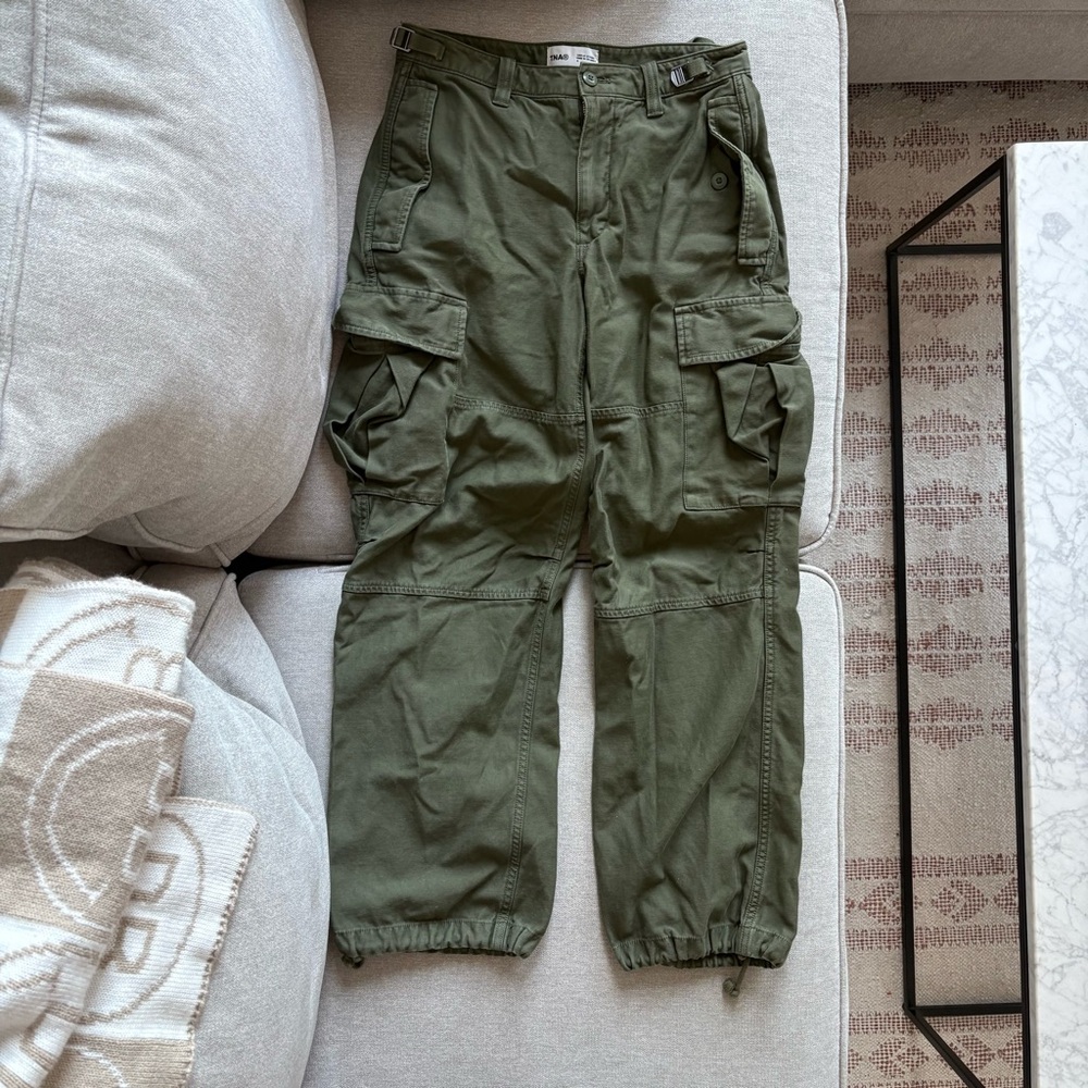 TNA Green Cargo Pants with Utility Design